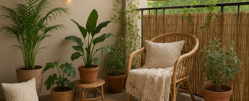 Balkon w stylu boho – dobór roślin, tekstyliów i oświetlenia